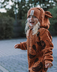 Eared Jumpsuit for Babies and Kids - Cinnamon Squirrel