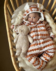 Winter Jumpsuit with Teddy Lining for Babies and Kids - Orange Dots