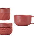 Red Coffee Mugs Set of 3