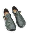 Dark Green Wide Toe Leather Shoes