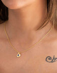 Luna Single Disc Pendant Necklace: Garnet