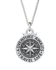 Large Travel Safe Compass Personalised St Christopher Silver Necklace