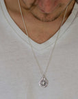 Large Travel Safe Compass Personalised St Christopher Silver Necklace