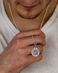 Large Travel Safe Compass Personalised St Christopher Silver Necklace