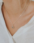Large Silver Green Quartz Necklace - Giselle