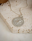 Large Travel Safe Compass Personalised St Christopher Silver Necklace