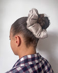 Antique Gold Oversized Organic Stretch Silk Scrunchie