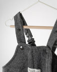 Premium merino wool overalls for kids, stylish gray anthracite, windproof and weather-resistant, adjustable straps, easy diaper changes, handcrafted luxury by Mata Origin at brixbailey.com