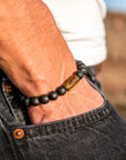Lava Stone Bracelet with Tiger Eye Accent