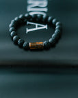 Lava Stone Bracelet with Tiger Eye Accent