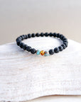 Lava Stone Bracelet with Amber and Turquoise Beads