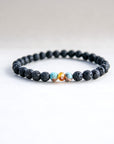 Lava Stone Bracelet with Amber and Turquoise Beads