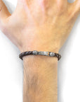 Leather Bracelet Skye Silver and Braided - Cacao Brown