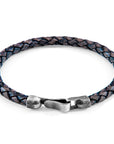 Leather Bracelet in Indigo Blue with Silver Clasp
