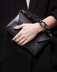 Sustainable Leather Evening Bag with Dual Compartments