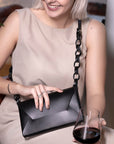 Sustainable Leather Evening Bag with Dual Compartments