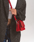 Leather Shoulder Bag - Curie (Red Vectors)