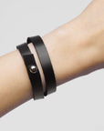 Double Wrap Leather Wristband by Stella Soomlais - Ethically Handcrafted & Customizable by Stella Soomlais at www.brixbailey.com