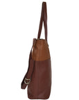 Chocolate And Camel Two Tone Leather Tote