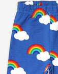 Premium organic cotton rainbow leggings for kids, soft stylish comfortable elastic waistband, cheerful allover rainbow print by Toby Tiger at brixbailey.com