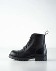 Black Leather Aviator Ankle Boots