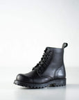 Black Leather Aviator Ankle Boots