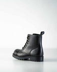 Black Leather Aviator Ankle Boots