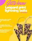 Leopard print lightning bolt earrings