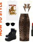 Leopard print lightning bolt earrings