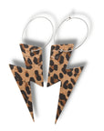 Leopard print lightning bolt earrings