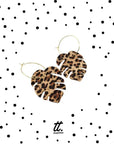 Leopard print monstera leaf earrings