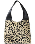 Ivory Leopard Print Leather Shoulder Hobo Bag Brix Bailey Ethical Sustainable Leather Brand