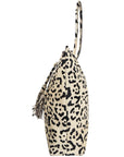 Ivory Leopard Print Drawcord Leather Hobo Shoulder Bag Brix Bailey Ethical Sustainable Tote Bag