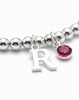 July Birthstone & Initial Letter Charm Bracelet