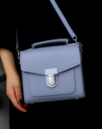 Handmade Leather Sugarcube Handbag - Lilac Grey