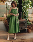 Linen Ballade Dress Foliage Green