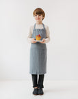 Soft Blue Fog Linen Apron for Young Cooks