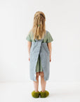 Kids Linen Pinafore Apron in Blue Fog