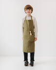 Olive Linen Apron for Children