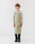 Kids Sage Green Linen Apron for Messy Moments
