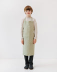 Kids Sage Green Linen Apron for Messy Moments