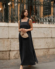Linen Fugue Dress - Black