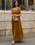 Linen Fugue Dress in Bronze