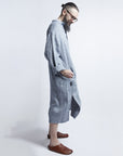 Linen Men's Dress - Blue / Gray