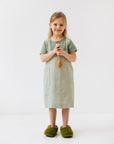 Linen Pinafore Apron for Kids Sage Green