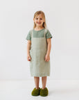 Linen Pinafore Apron for Kids Sage Green