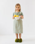 Linen Pinafore Apron for Kids Sage Green