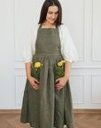 Retro Linen Apron with Adjustable Straps