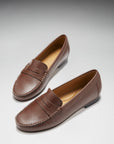 Women's Penny Loafers Leather Sole, brown leather