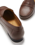 Women's Penny Loafers Leather Sole, brown leather